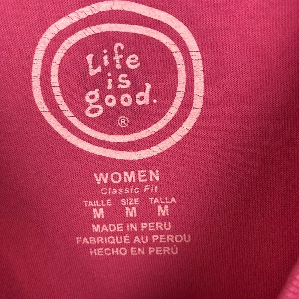 Life Is Good Medium Flip Out Women's Pink Beach T-Shirt Tee Flip Flops Y2K - Picture 6 of 8
